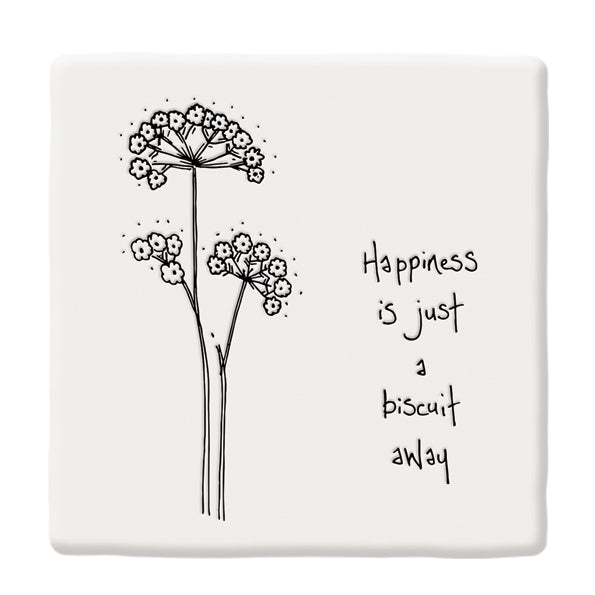 Happiness Is Just A Biscuit Away | Floral Coaster