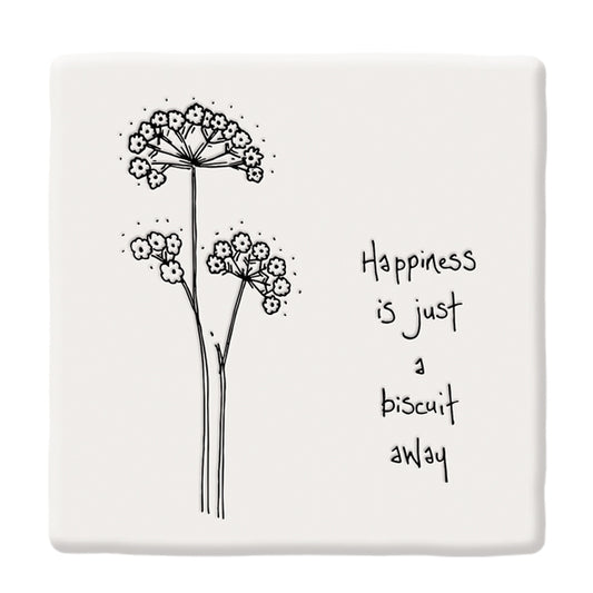 Happiness Is Just A Biscuit Away | Floral Coaster