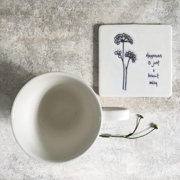 Happiness Is Just A Biscuit Away | Floral Coaster
