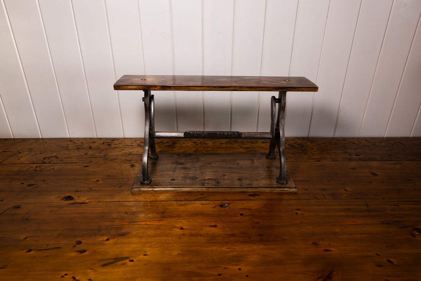 Kitchen Towel Holder With Shelf | Cast Iron | Wood