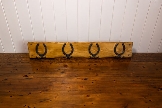 Cast Iron Horseshoe Rustic Coat Hanger | 4 Small Horseshoes