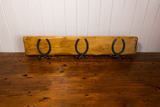 Cast Iron Horseshoe Rustic Coat Hanger | 3 Small Horseshoes